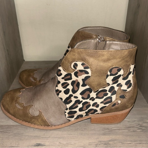 JOLIMALL Women’s Animal Leopard Print Zip Up Booties sz 9 - Picture 3 of 7